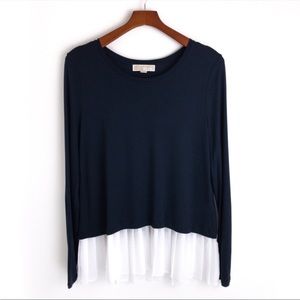 MICHAEL KORS Pleated Bottom Knit Top - Size Large